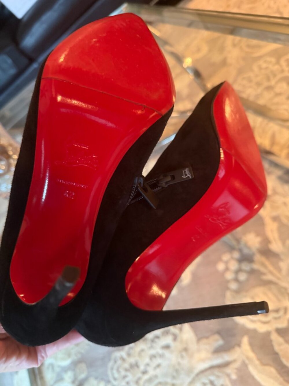 Christian Louboutin 100mm So Kate Suede Booties, $1,295 at Neiman